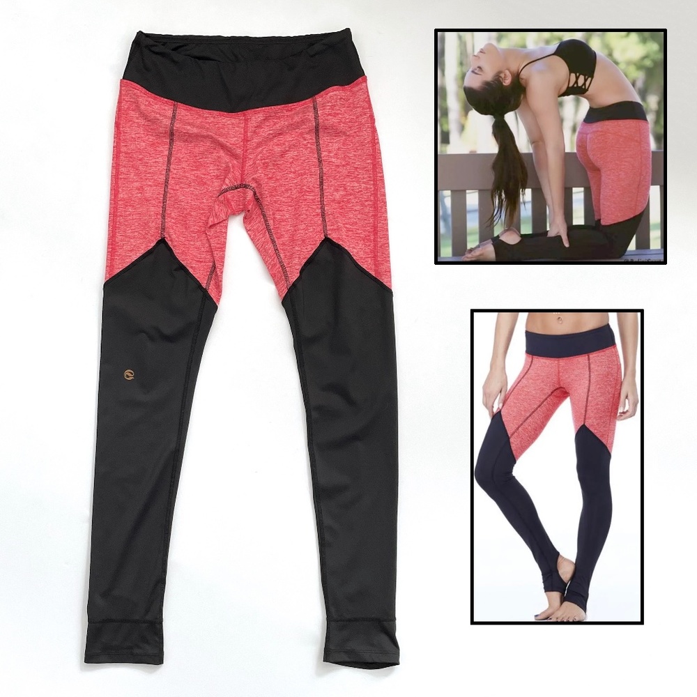 Balini Stirrup Diva Athletic Yoga/Pilates Legging in Orange/Black Size M